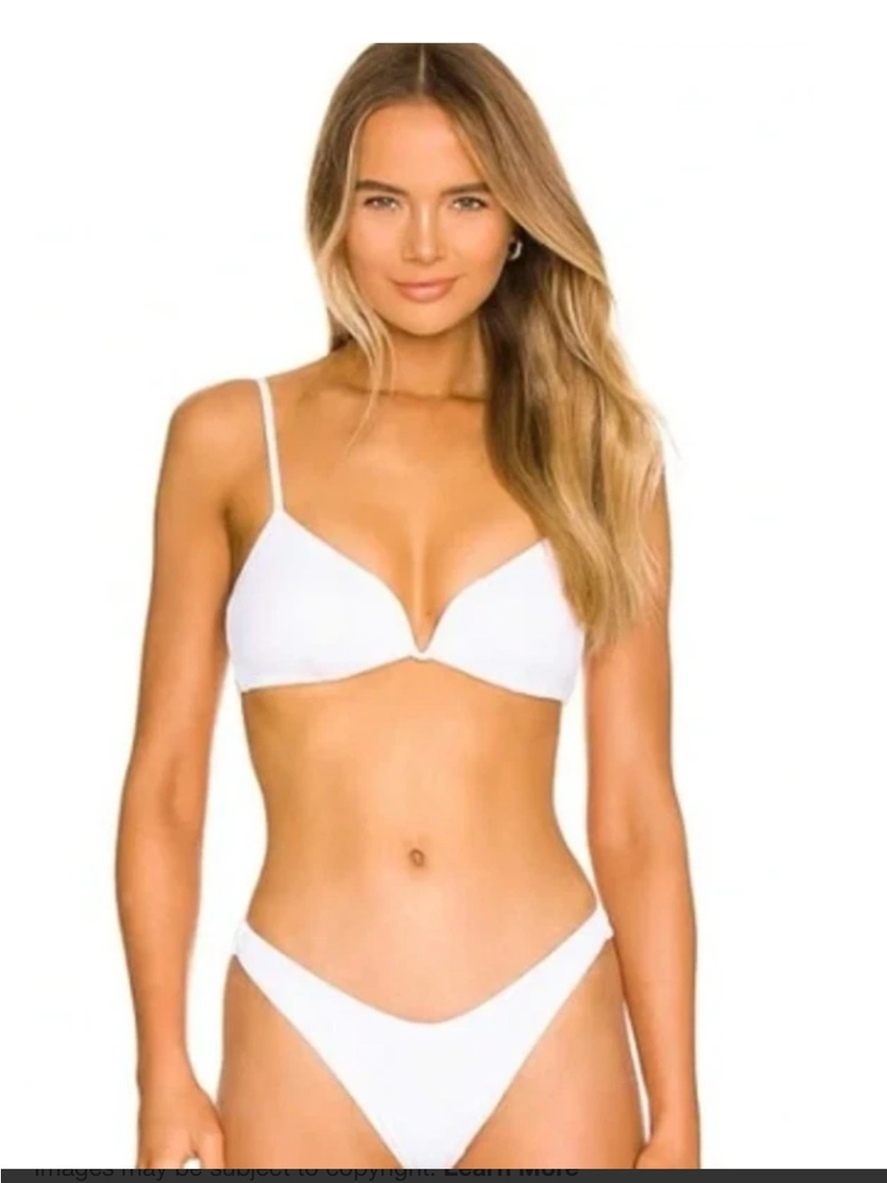 L*Space Helena Bikini Top White Ribbed U-Wire Swim Top M NWT $99